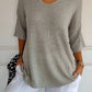 📢📢50 % Rabatt!! ⏰ Unifarbenes gestricktes Top mit V-Ausschnitt