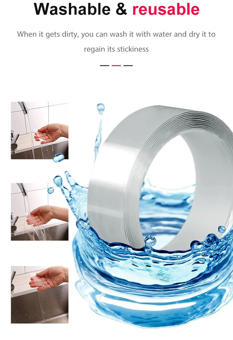 📦 2 KAUFEN, 1 GRATIS! 🔧 Nano-Klebeband – Hinterlässt keine Spuren, wiederverwendbar und transparent – perfekt für alle Oberflächen