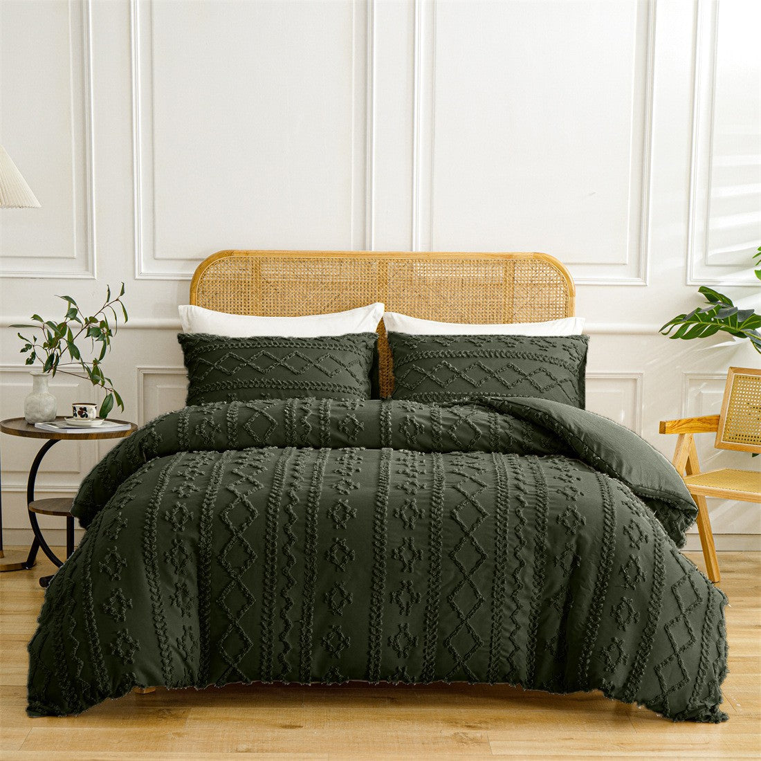3-teiliges gestepptes Bettwäsche-Set mit Cut-out-Muster