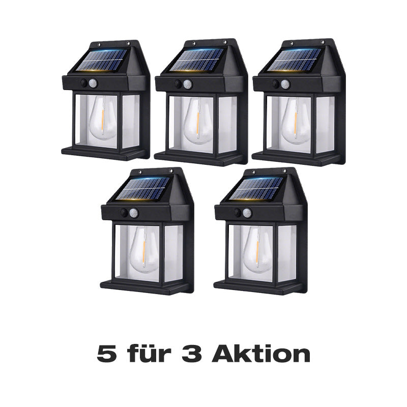 ⏳Zeitlich begrenztes Angebot⏳ Solar-Wandleuchte mit Bewegungsmelder – warmweißes Licht im Laternenstil, 3 Modi, Schwarz oder Weiß