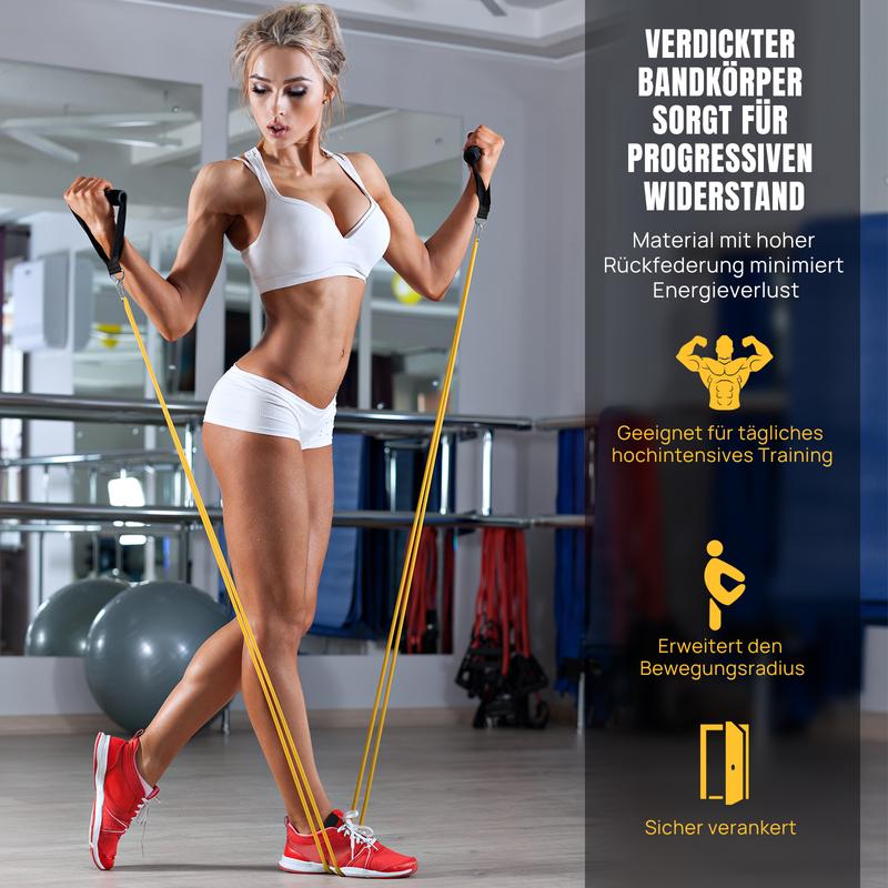 🏋️‍♂️ 50 % RABATT!💪🔥 5-teiliges Fitnessband-Set – 5 Stufen, Anker, Griffe – ideal für Kraft, Yoga & Pilates! 🧘