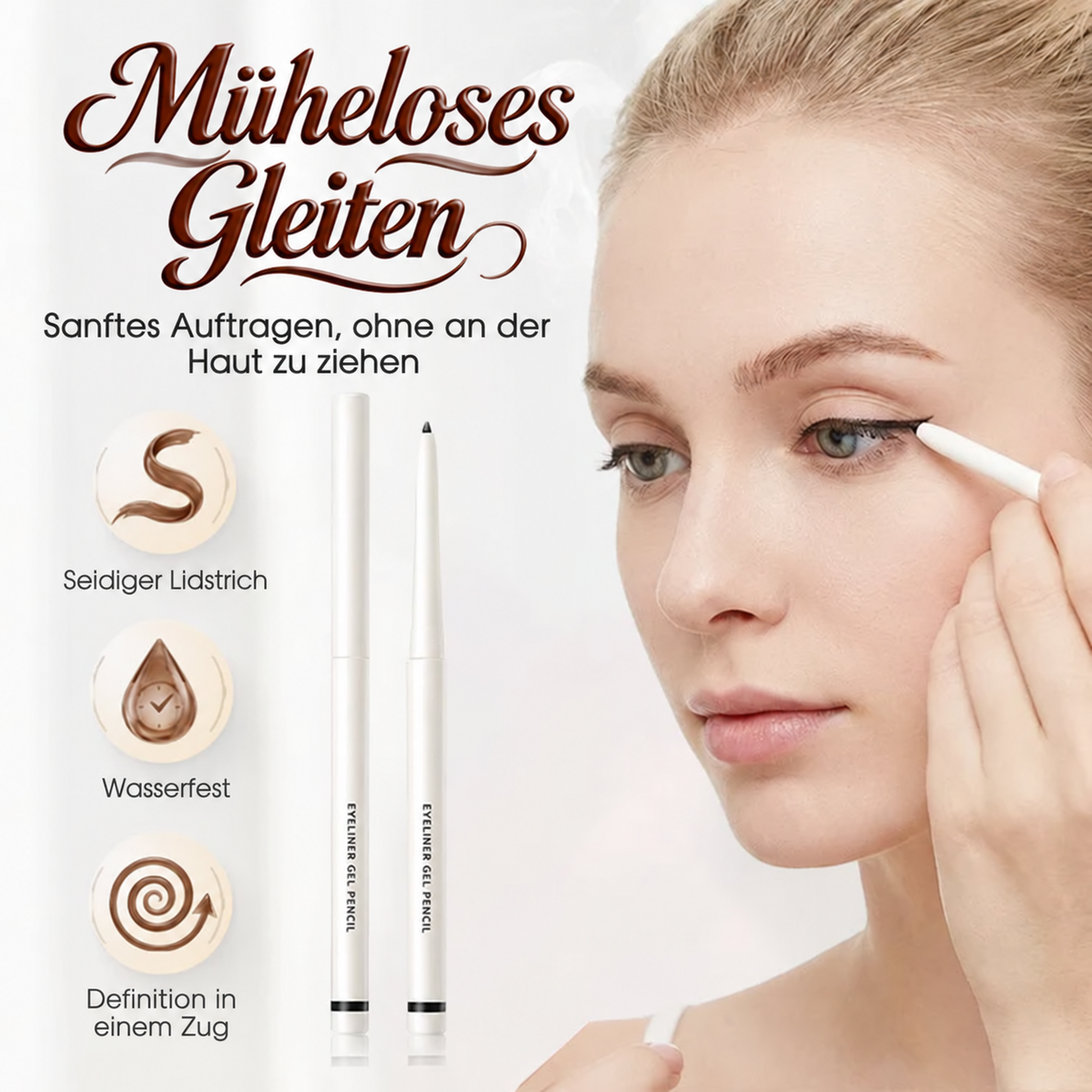 🔥 Kaufe 1, erhalte 1 GRATIS! 🔥 Wasserfester Gel-Eyeliner-Stift mit 2-mm-Spitze – intensive Farbe in Carbonschwarz und Lavabraun-Gcom