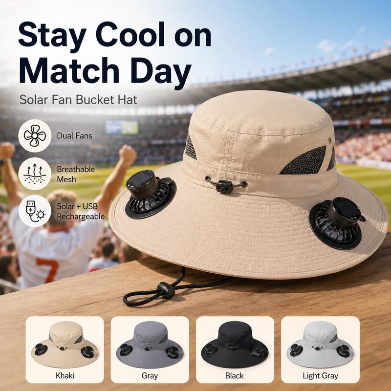 🧢 Solarenergie-Hut mit Ventilator – abnehmbarer, wiederaufladbarer Lüfter, großer Schirm, ideal für Wandern, Angeln & Outdoor ☀️