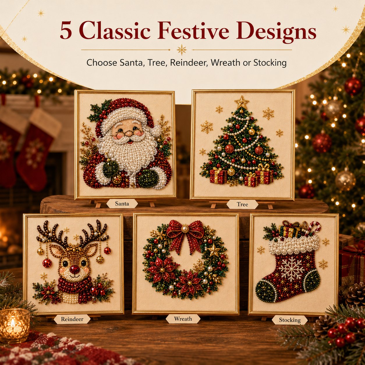 ❄️Sommerfrische 50 % Rabatt!💎DIY-Weihnachts- mit Perleffekt – Kreatives Bastelset mit Rahmen für festliche Dekoration