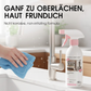 Gentle on surfaces kind to skin (German)