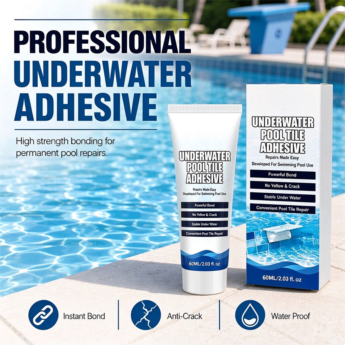 🥳SUPER-ANGEBOT 2026🥳💞ÜBER 50.000 VERKAUFT!💧🔧Hochfester Unterwasser-Kleber für Poolfliesen. Klebt sofort unter Wasser, kein Entleeren des Pools und kein Handwerker nötig.