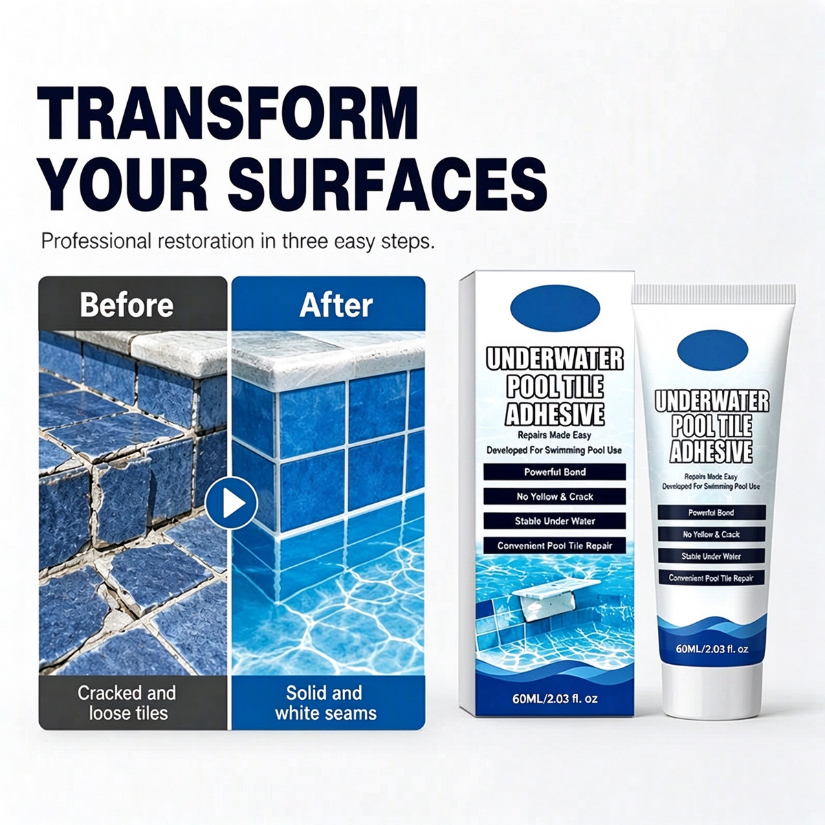 🥳SUPER-ANGEBOT 2026🥳💞ÜBER 50.000 VERKAUFT!💧🔧Hochfester Unterwasser-Kleber für Poolfliesen. Klebt sofort unter Wasser, kein Entleeren des Pools und kein Handwerker nötig.