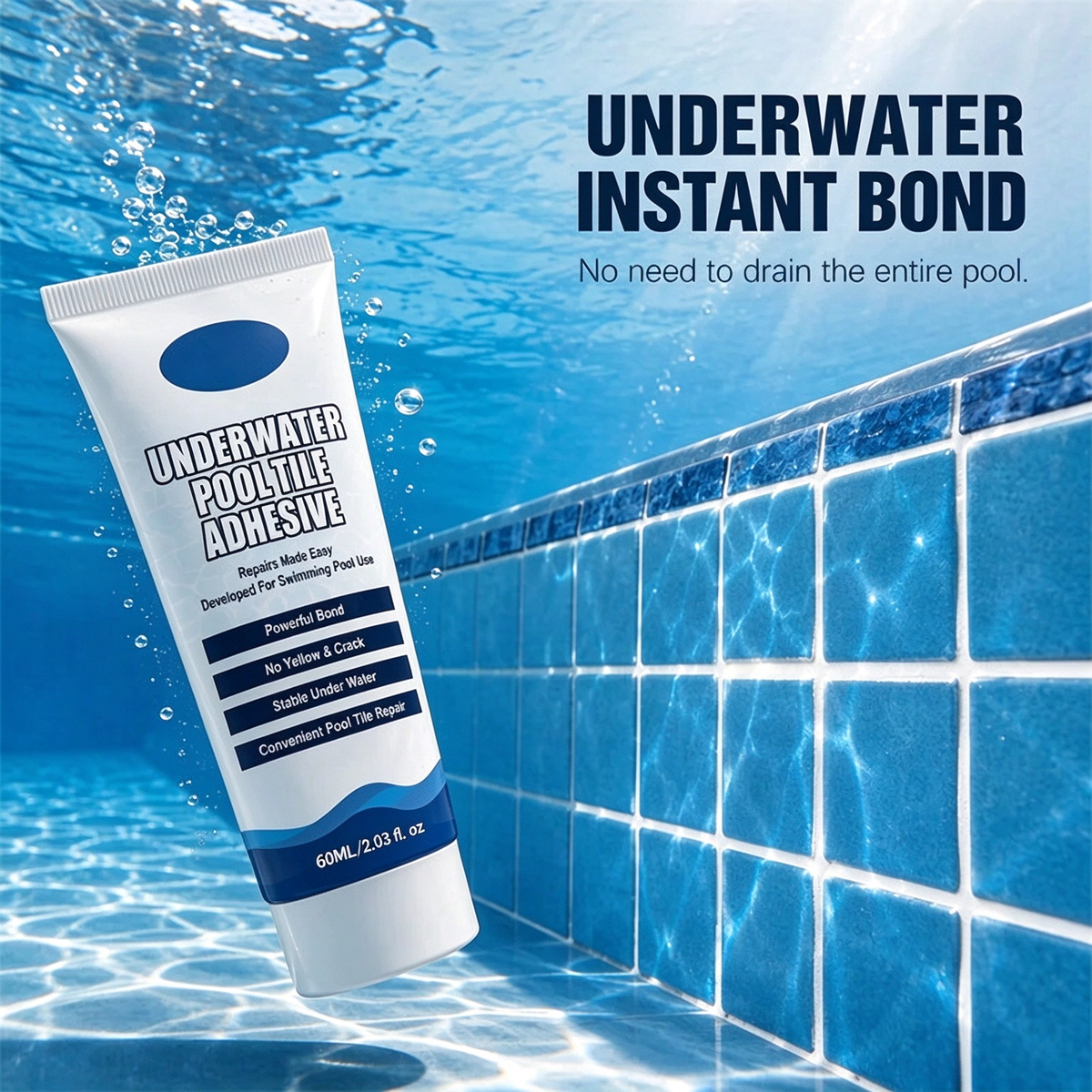 🥳SUPER-ANGEBOT 2026🥳💞ÜBER 50.000 VERKAUFT!💧🔧Hochfester Unterwasser-Kleber für Poolfliesen. Klebt sofort unter Wasser, kein Entleeren des Pools und kein Handwerker nötig.
