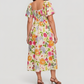 🔥Letzter Tag:50% Rabatt!⏰🌸👗 Blumenkleid mit Raffungen, quadratischem Ausschnitt & Taschen🏖️