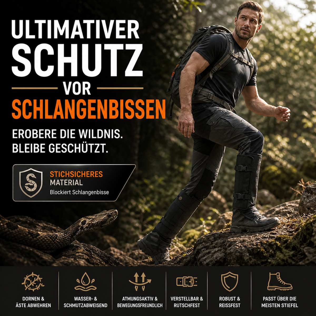 🥾 50 % Rabatt – Wasserdichte Wander-Gamaschen – robust, atmungsaktiv & schützt vor Schlangenbissen, Dornen & Nässe – ideal für Outdoor, Trekking & Arbeit ⛰️
