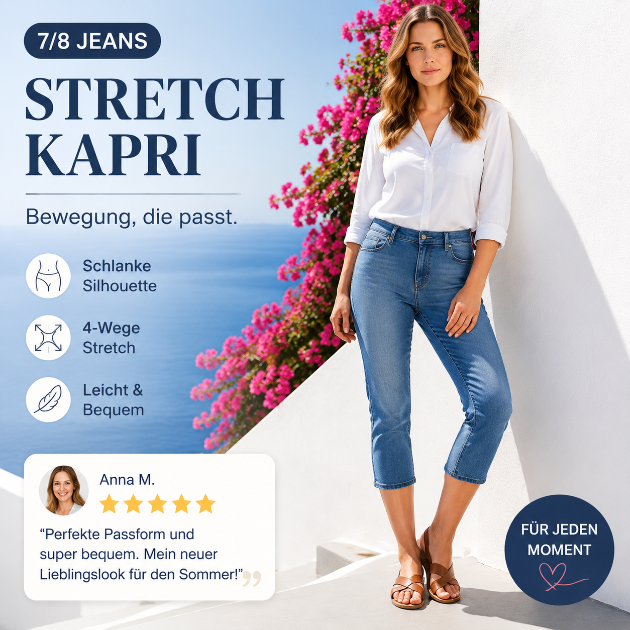 ✨50% RABATT!🌺Capri-Jeans aus Stretch-Denim für Damen