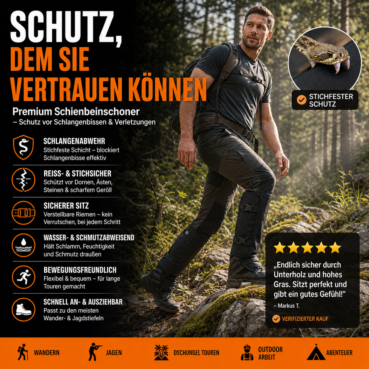 🥾 50 % Rabatt – Wasserdichte Wander-Gamaschen – robust, atmungsaktiv & schützt vor Schlangenbissen, Dornen & Nässe – ideal für Outdoor, Trekking & Arbeit ⛰️