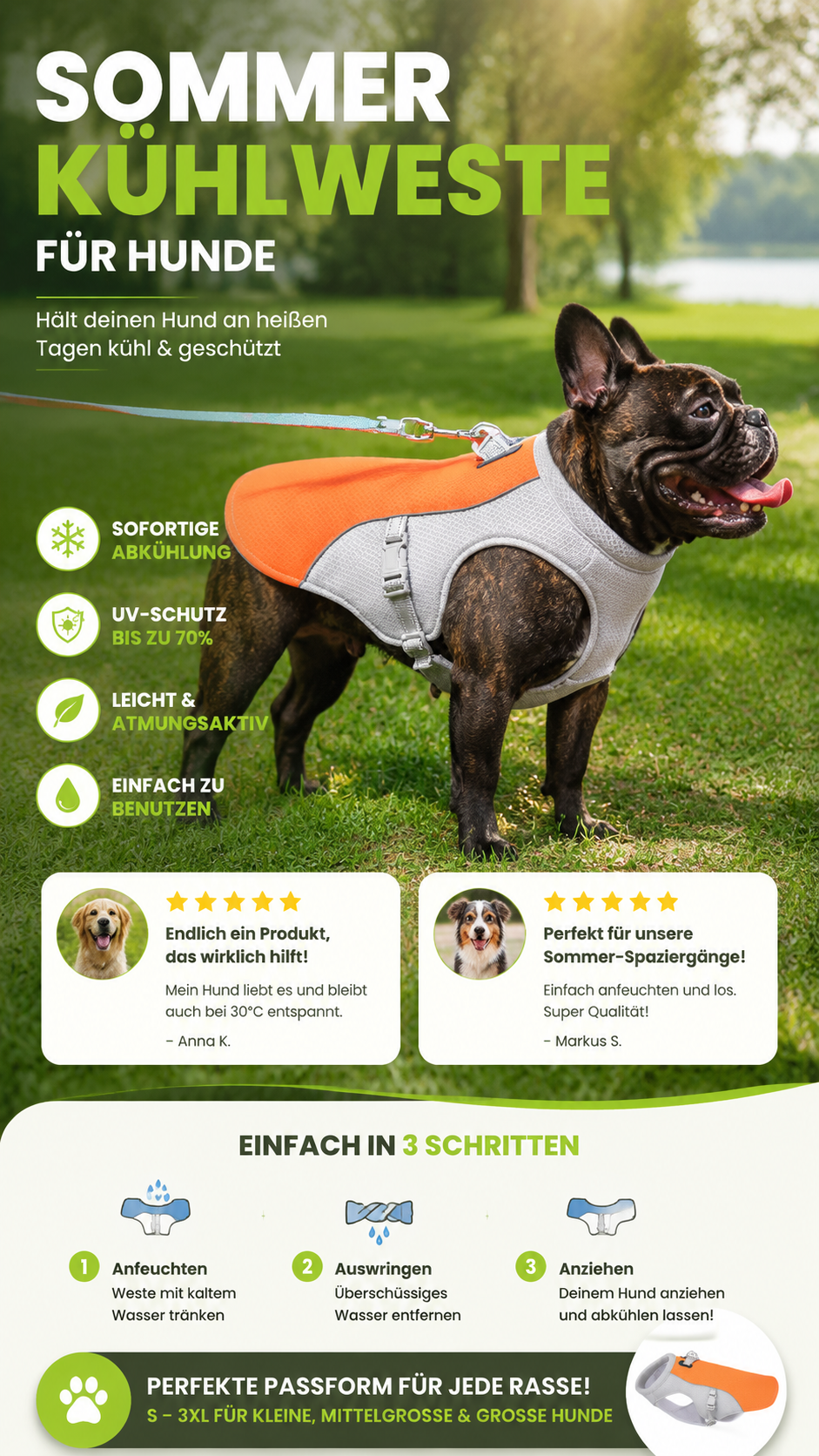 🔥 Letzter Tag -50% ❄️🐾 Kühlweste für Hunde im Sommer