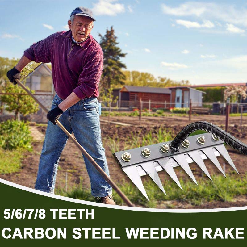 🔥🌿 Nur für kurze Zeit 50% Rabatt! 🌱 Unkrautrechen aus Kohlenstoffstahl mit 5/6/7/8 Zinken – liegt gut in der Hand, rechnet das Unkraut bis zum Boden ab und zieht es mit der Wurzel heraus! 🧤✨