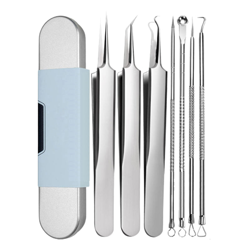 ⚡ 50% RABATT! ✨ EDELSTAHL-MITESSERENTFERNER - 7-teiliges Set für Tiefenreinigung, Präzisionswerkzeuge für Gesichtspflege, Sterilisierbar und Hautschonend 🌟🧴