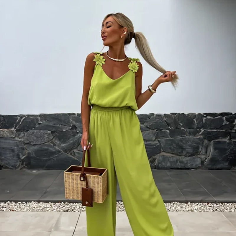 💕Ärmelloser Jumpsuit mit weitem Bein für Damen