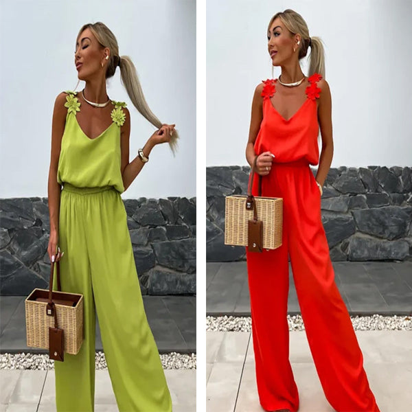 💕Ärmelloser Jumpsuit mit weitem Bein für Damen