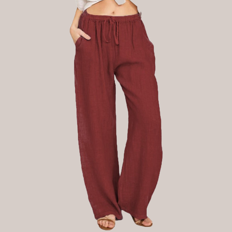 🌸Damen Sommer Baumwolle Leinen Weite Hosen😍-1