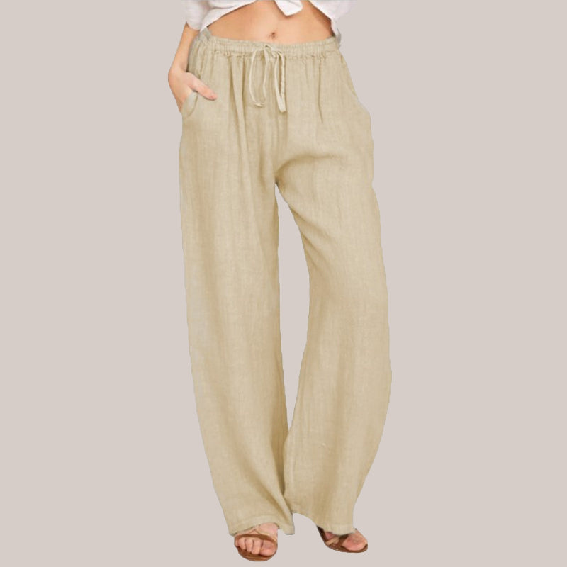 🌸Damen Sommer Baumwolle Leinen Weite Hosen😍-5