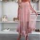 🌸✨Trägerloses Damen-Kleid mit Tüll-Schicht und Rüschenbesatz