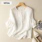 👚 50% RABATT! 🌿 Damen Dünnes Stickerei-Shirt aus Atmungsaktiver Baumwolle & Leinen – Leicht & Luftig – Perfekt für Sommer & Urlaub – Kurzarm & Rundhals ✨