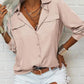 👚🤍 Einfarbiges Damen-Hemd mit Revers, langen Ärmeln & Button-Down-Kragen
