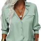 👚🤍 Einfarbiges Damen-Hemd mit Revers, langen Ärmeln & Button-Down-Kragen
