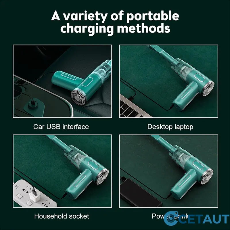 120W Super-Starker kabelloser Auto-Staubsauger - wiederaufladbarer Handstaubsauger mit Zyklon-Saugkraft - mühelose, ultra-portable Autoreinigungslösung für unterwegs