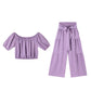 👚 50% RABATT! 👑 Damen Zweiteiliges Set – Schulterfreies Oberteil mit Puffärmeln & Weitbeinhose, Elegant & Perfekt für Sommer 🌸