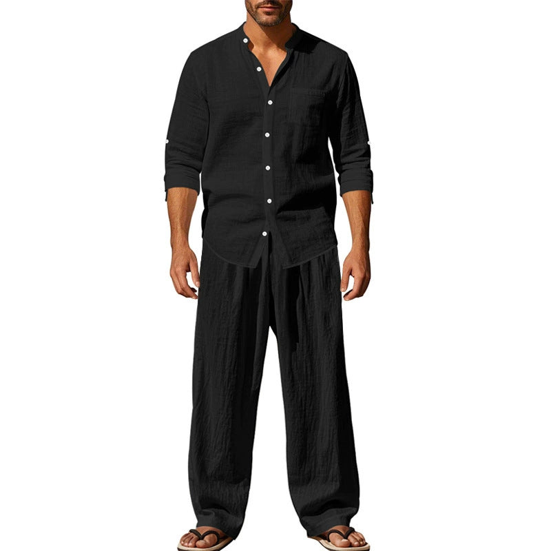 👔⏰ ZEITLICH BEGRENZTES SPECIAL – 50% RABATT! Herren Casual Atmungsaktives Hemd und Hose Set – Lässig, bequem & perfekt für Arbeit & Alltag 🍂