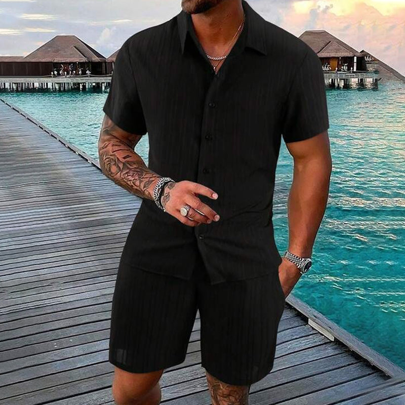 🌴 Herren Sommer-Set – Atmungsaktives Kurzarmhemd & Shorts, Locker & Schnelltrocknend – Für Strand, Urlaub & Casual-Look, 6 Farben