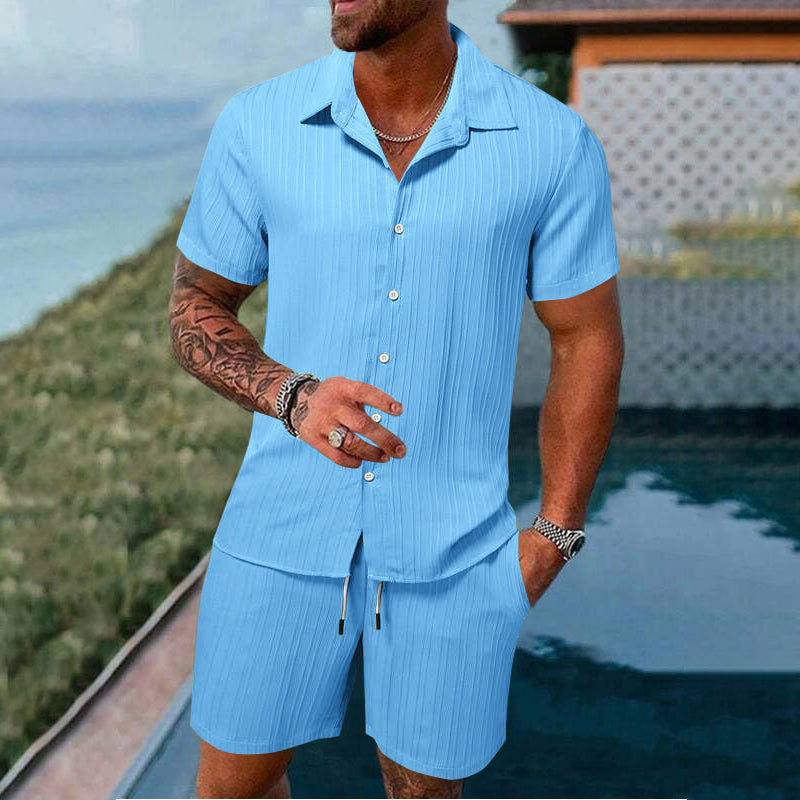 🌴 Herren Sommer-Set – Atmungsaktives Kurzarmhemd & Shorts, Locker & Schnelltrocknend – Für Strand, Urlaub & Casual-Look, 6 Farben