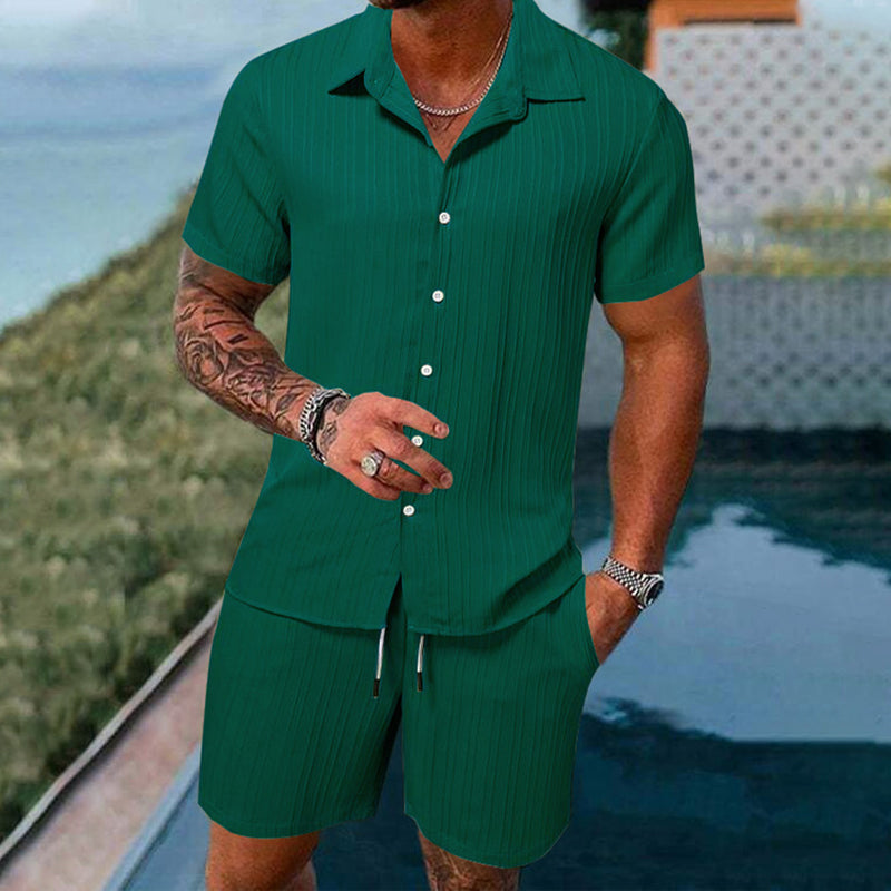 🌴 Herren Sommer-Set – Atmungsaktives Kurzarmhemd & Shorts, Locker & Schnelltrocknend – Für Strand, Urlaub & Casual-Look, 6 Farben