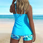 Damen-Badeanzug-Set: Top mit Rüschen und bedruckte Shorts