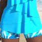 Damen-Badeanzug-Set: Top mit Rüschen und bedruckte Shorts