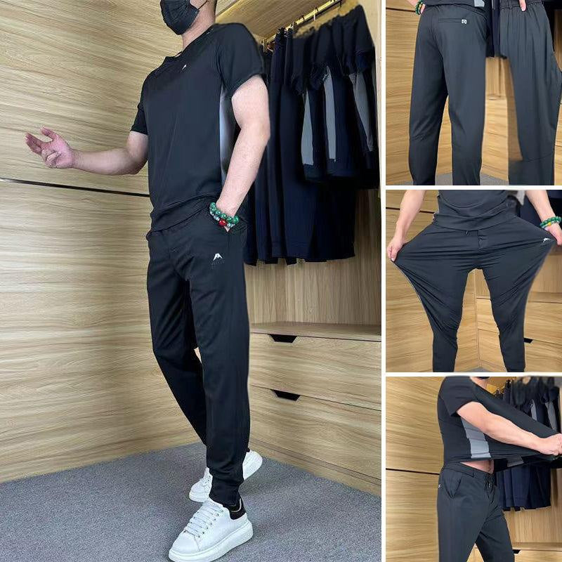 💎 50% RABATT! 💎 Zweiteiliges Sport-Set für Herren – Kurzarm-T-Shirt & Lange Hose | Atmungsaktiv, Bequem & Ideal für Training oder Freizeit 🏃‍♂️