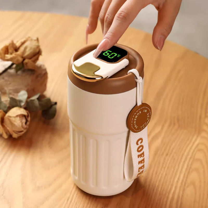 ☕ Kaffeebecher mit LED-Temperaturanzeige – digitaler Thermo-Becher mit Display, wiederaufladbar, ideal für Büro, Zuhause & unterwegs