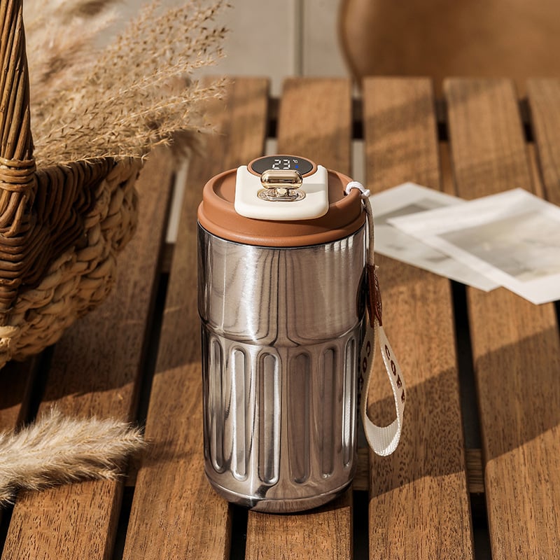 ☕ Kaffeebecher mit LED-Temperaturanzeige – digitaler Thermo-Becher mit Display, wiederaufladbar, ideal für Büro, Zuhause & unterwegs