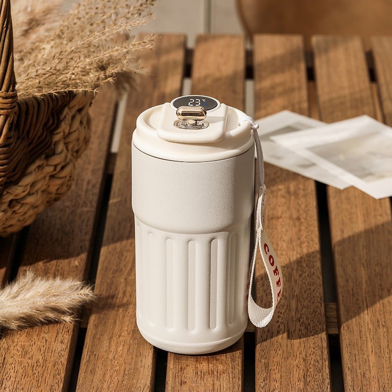 ☕ Kaffeebecher mit LED-Temperaturanzeige – digitaler Thermo-Becher mit Display, wiederaufladbar, ideal für Büro, Zuhause & unterwegs