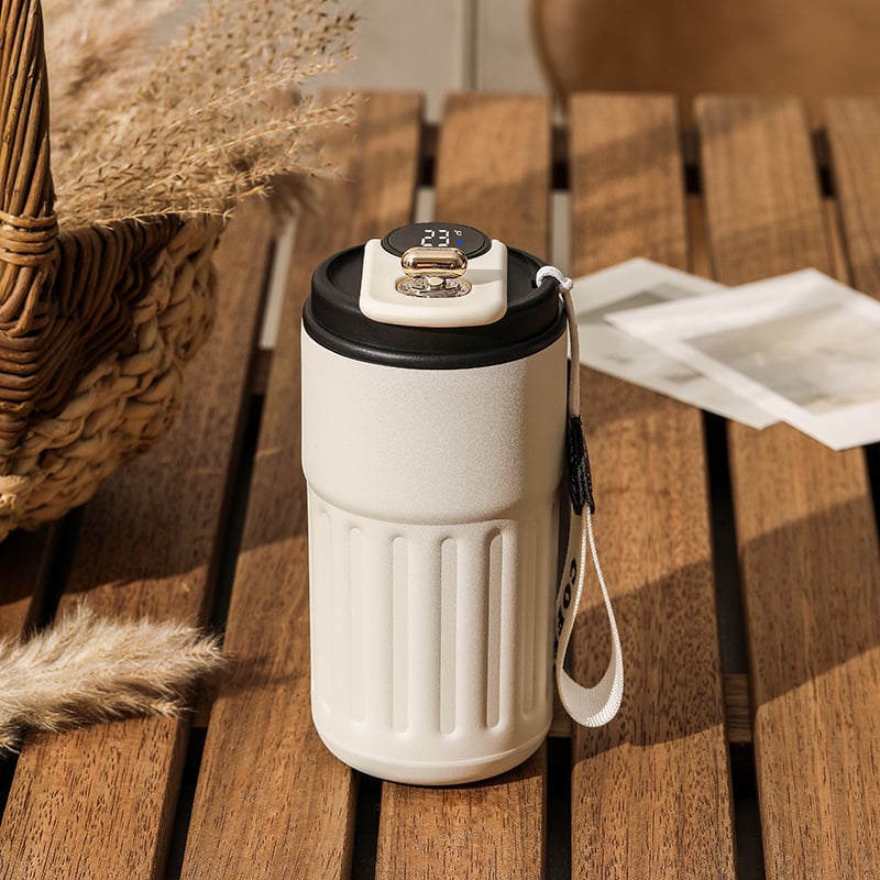 ☕ Kaffeebecher mit LED-Temperaturanzeige – digitaler Thermo-Becher mit Display, wiederaufladbar, ideal für Büro, Zuhause & unterwegs