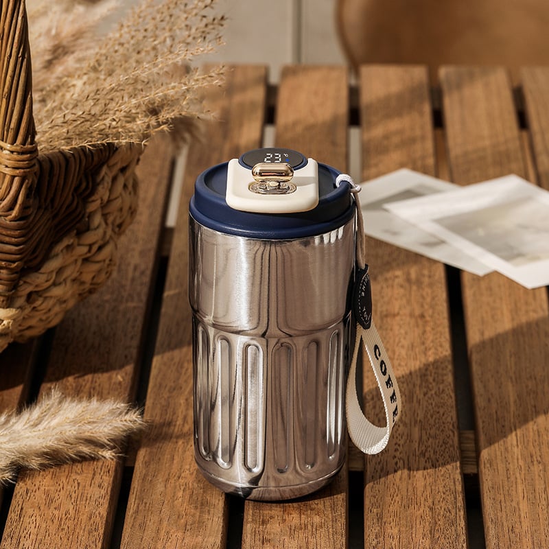 ☕ Kaffeebecher mit LED-Temperaturanzeige – digitaler Thermo-Becher mit Display, wiederaufladbar, ideal für Büro, Zuhause & unterwegs