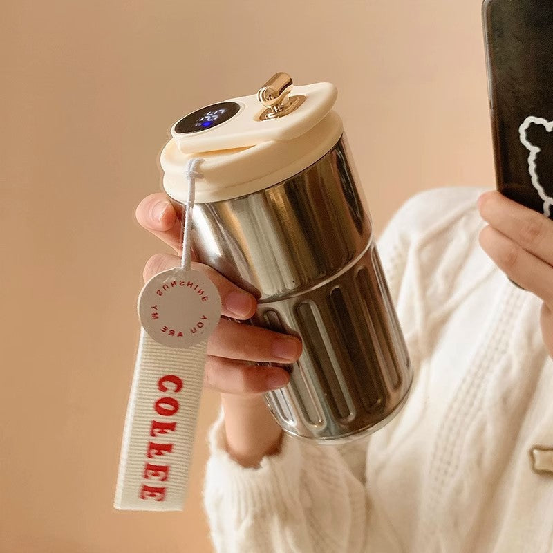 ☕ Kaffeebecher mit LED-Temperaturanzeige – digitaler Thermo-Becher mit Display, wiederaufladbar, ideal für Büro, Zuhause & unterwegs