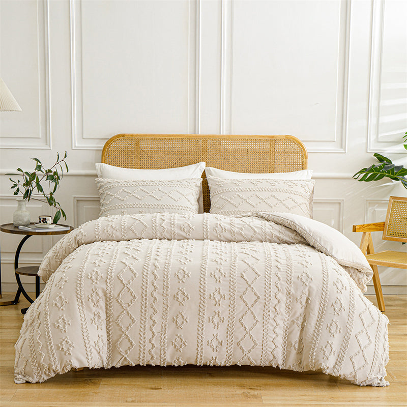 3-teiliges gestepptes Bettwäsche-Set mit Cut-out-Muster