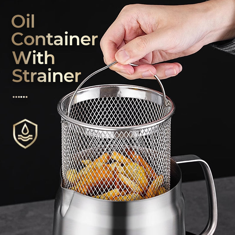 🍳 50% RABATT! 🥃 Multifunktionaler Ölfilterbehälter aus Edelstahl mit Großem Fassungsvermögen – Fängt Speisereste, Leicht Zu Reinigen & Perfekt Für Frittieröle 🧑‍🍳