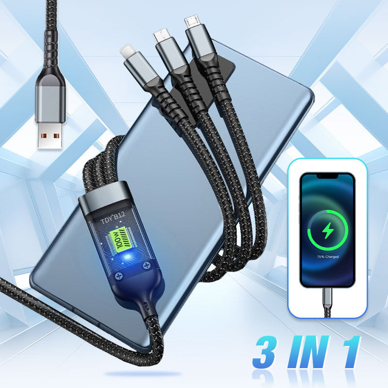 ⚡️✨ Transparentes 3-in-1 Schnellladekabel ✨⚡️ mit LED-Licht – robuster Alltagsbegleiter für schnelle, zuverlässige Energie.