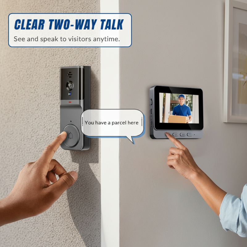 🔔 50% RABATT! 📹 4,3" Smart Video-Türklingel – Kabellos, Gegensprechanlage, Aufzeichnung & Bohrfrei 🏠