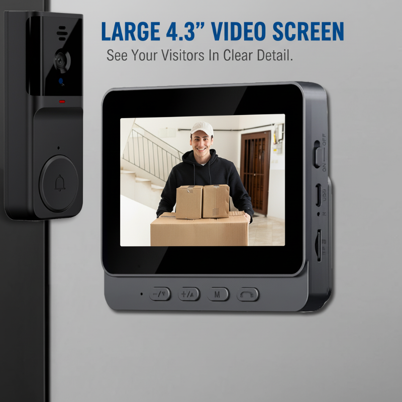 🔔 50% RABATT! 📹 4,3" Smart Video-Türklingel – Kabellos, Gegensprechanlage, Aufzeichnung & Bohrfrei 🏠