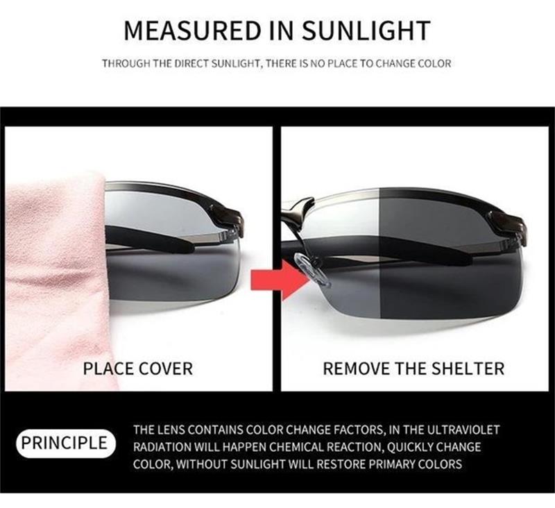 🕶️ 50% RABATT! ⏰ Photochrome Sonnenbrille mit polarisierten blendfreien HD-Gläsern – Randloser Sportrahmen – Perfekt für Autofahren, Angeln, Radfahren & Outdoor – schützt zuverlässig bei jedem Wetter ☀️