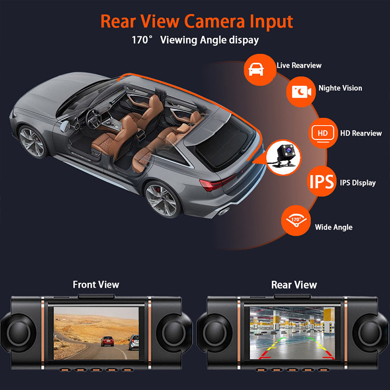🔥2026: Starten Sie mit dem perfekten Überblick! 🚘📹 4-Kanal HD-Dashcam mit Rundum-Aufnahme (Front, Innenraum, Heck)