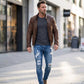 Stylische Herren-Skinny-Jeans mit Rissen